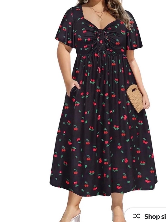Ava & Viv Dresses & Skirts - Ava & Viv Black Cherry Print Midi Dress